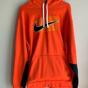 Nike Men’s S Orange Black Therma Fit Hoodie Sweatshirt Swoosh #C75 XXL